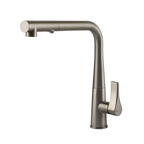 Immagine di Gessi PROTON miscelatore monocomando, con canna girevole e doccetta estraibile doppio getto, finitura finox 17177#149