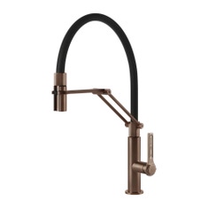 Immagine di Gessi OFFICINE miscelatore semi pro monocomando, con canna girevole e doccetta estraibile doppio getto, finitura copper brushed PVD 60055#708