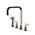 Gessi INCISO rubinetto 3 fori, con canna girevole, con doccetta estraibile mono getto, finitura copper PVD 58703#030