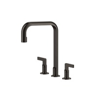Immagine di Gessi INCISO rubinetto a 3 fori, con canna girevole, finitura black metal brushed PVD 58701#707