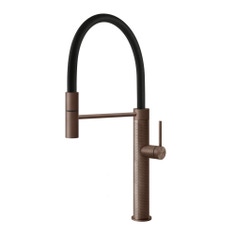Immagine di Gessi 316 CESELLO miscelatore semi pro monocomando, con canna girevole e doccetta estraibile mono getto, finitura copper brushed PVD 60014#708