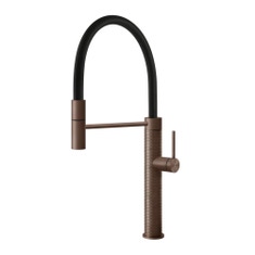 Immagine di Gessi 316 MECCANICA miscelatore semi pro monocomando, con canna girevole e doccetta estraibile mono getto, finitura copper brushed PVD 60012#708