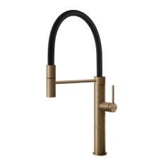 Immagine di Gessi 316 MECCANICA miscelatore semi pro monocomando, con canna girevole e doccetta estraibile mono getto, finitura warm bronze brushed PVD 60012#726