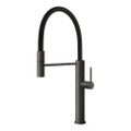 Immagine di Gessi 316 FLESSA miscelatore semi pro monocomando, con canna girevole e doccetta estraibile mono getto, finitura black metal brushed PVD 60010#707
