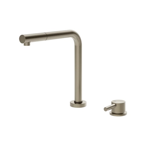 Immagine di Gessi SU&GIU' miscelatore con comando remoto, canna abbattibile e doccetta estraibile mono getto, finitura finox 50109#149