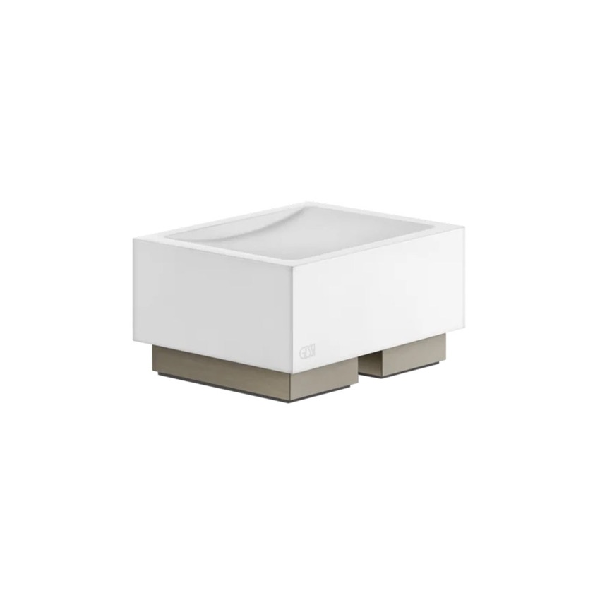 Immagine di Gessi RETTANGOLO ACCESSORI porta sapone d'appoggio bianco, finitura finox brushed nickel 20825#149