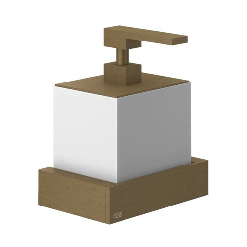 Immagine di Gessi RETTANGOLO ACCESSORI dispenser a parete bianco, finitura antique brass 20813#713