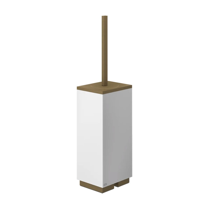 Immagine di Gessi RETTANGOLO ACCESSORI porta scopino d'appoggio bianco, finitura antique brass 20843#713
