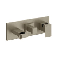 Immagine di Gessi RETTANGOLO SHOWER miscelatore doccia a parete 2 uscite, con deviatore, presa acqua e supporto doccetta, finitura finox 44911#149