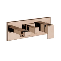 Immagine di Gessi RETTANGOLO SHOWER miscelatore doccia a parete 2 uscite, con deviatore, presa acqua e supporto doccetta, finitura copper PVD 44910#030