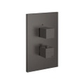 Immagine di Gessi RETTANGOLO miscelatore termostatico doccia a parete, 2 uscite, senza corpo incasso, finitura black metal brushed PVD 20184#707