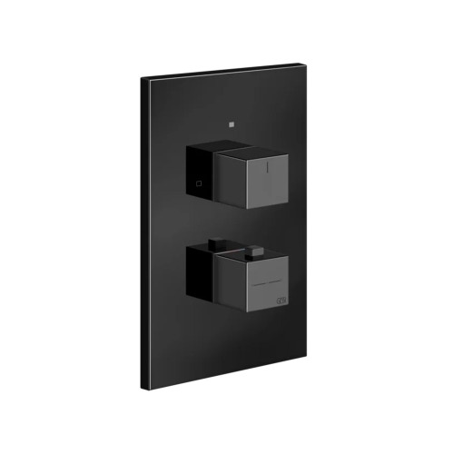 Immagine di Gessi RETTANGOLO SHOWER miscelatore termostatico doccia a parete, 2 uscite, senza corpo incasso, finitura black metal PVD 20184#706