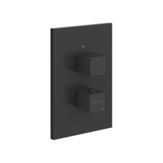Immagine di Gessi RETTANGOLO SHOWER miscelatore termostatico doccia a parete, 2 uscite, senza corpo incasso, colore nero finitura opaco 20184#299