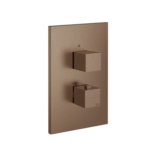 Immagine di Gessi RETTANGOLO SHOWER miscelatore termostatico doccia a parete, 2 uscite, senza corpo incasso, finitura copper brushed PVD 20184#708