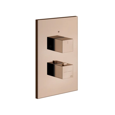Immagine di Gessi RETTANGOLO SHOWER miscelatore termostatico doccia a parete, 2 uscite, senza corpo incasso, finitura copper PVD 20184#030