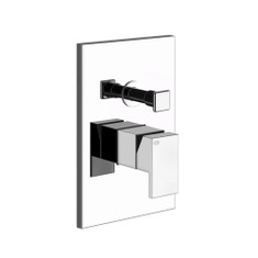 Immagine di Gessi RETTANGOLO SHOWER miscelatore doccia a parete 2 uscite, con deviatore automatico bagno/doccia, senza corpo incasso, finitura cromo 44604#031