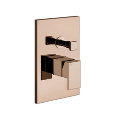 Immagine di Gessi RETTANGOLO SHOWER miscelatore doccia a parete 2 uscite, con deviatore automatico bagno/doccia, senza corpo incasso, finitura copper PVD 44604#030