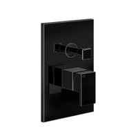 Immagine di Gessi RETTANGOLO SHOWER miscelatore doccia a parete 2 uscite, con deviatore automatico bagno/doccia, senza corpo incasso, finitura black metal PVD 44604#706