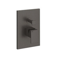 Immagine di Gessi RETTANGOLO SHOWER miscelatore doccia a parete 2 uscite, con deviatore automatico bagno/doccia, senza corpo incasso, finitura black metal brushed PVD 44604#707