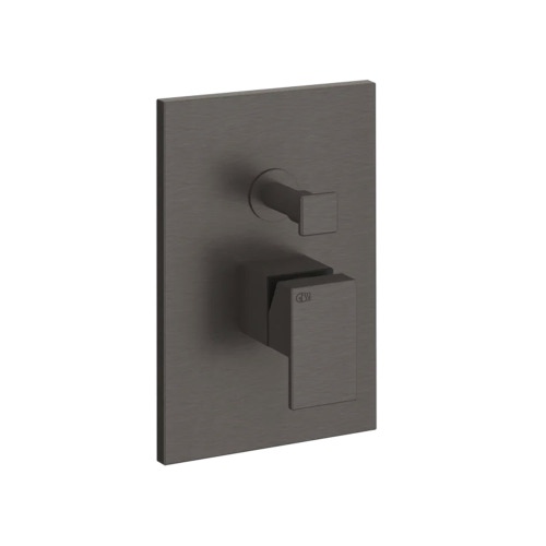 Immagine di Gessi RETTANGOLO SHOWER miscelatore doccia a parete 2 uscite, con deviatore automatico bagno/doccia, senza corpo incasso, finitura black metal brushed PVD 44604#707