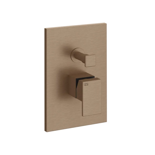 Immagine di Gessi RETTANGOLO SHOWER miscelatore doccia a parete 2 uscite, con deviatore automatico bagno/doccia, senza corpo incasso, finitura copper brushed PVD 44604#708