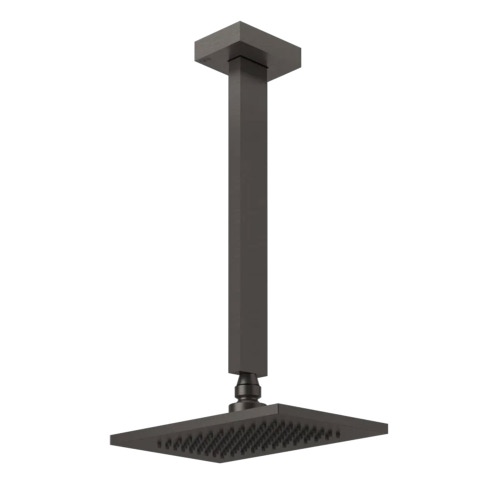 Immagine di Gessi RETTANGOLO SHOWER soffione anticalcare a soffitto, braccio altezza personalizzabile, finitura black metal brushed PVD 20150#707
