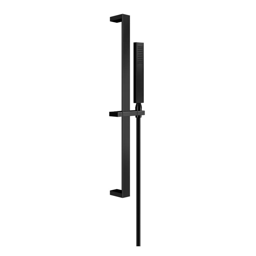 Immagine di Gessi RETTANGOLO SHOWER asta saliscendi con doccetta anticalcare e flessibile 150 cm, finitura black metal PVD 20145#706