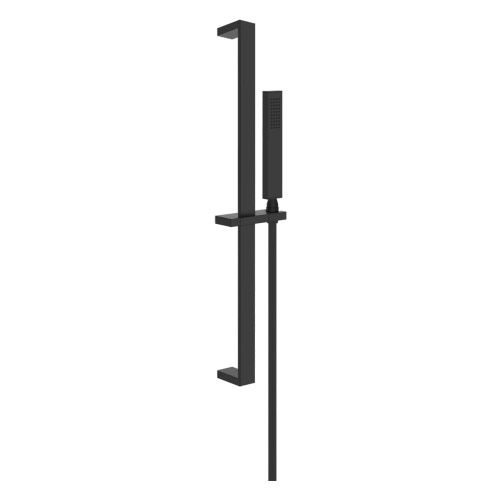 Immagine di Gessi RETTANGOLO SHOWER asta saliscendi con doccetta anticalcare e flessibile 150 cm, colore nero finitura opaco 20145#299