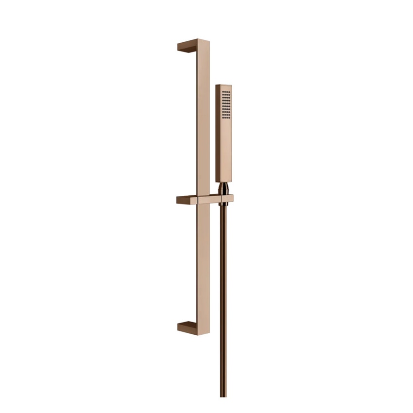 Immagine di Gessi RETTANGOLO SHOWER asta saliscendi con doccetta anticalcare e flessibile 150 cm, finitura copper PVD 20145#030