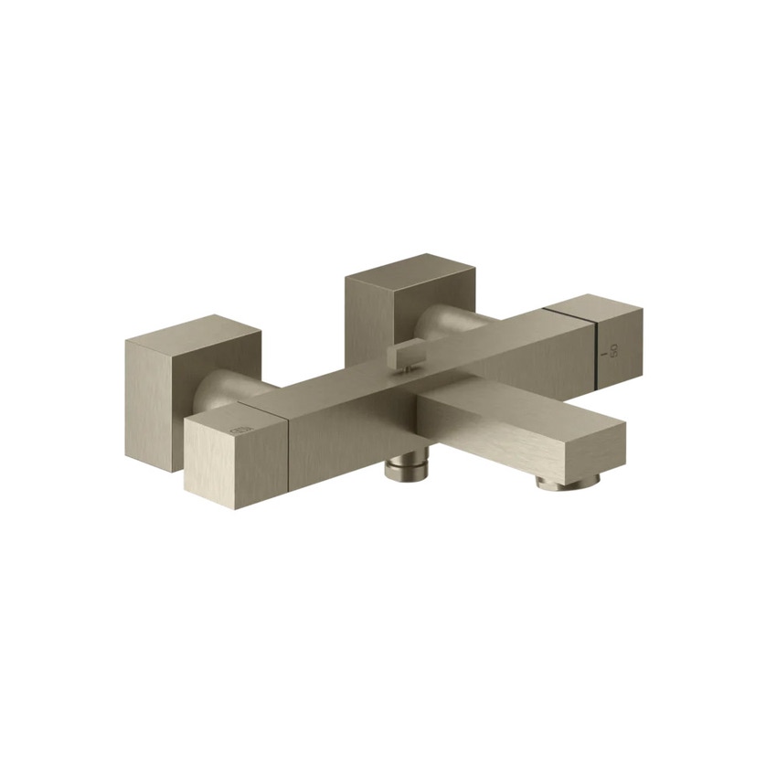 Immagine di Gessi RETTANGOLO SHOWER miscelatore termostatico esterno vasca, con deviatore automatico bagno/doccia, finitura finox 20111#149