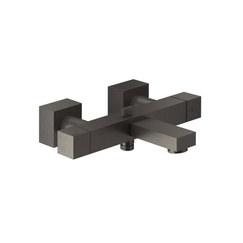 Immagine di Gessi RETTANGOLO miscelatore termostatico esterno vasca, con deviatore automatico bagno/doccia, finitura black metal brushed PVD 20111#707
