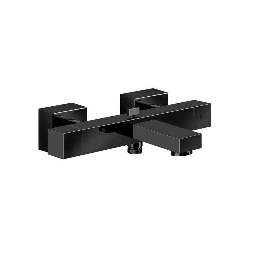Immagine di Gessi RETTANGOLO SHOWER miscelatore termostatico esterno vasca, con deviatore automatico bagno/doccia, finitura black metal PVD 20111#706