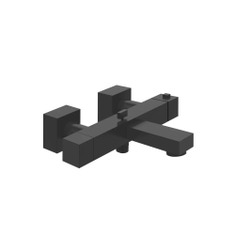 Immagine di Gessi RETTANGOLO SHOWER miscelatore termostatico esterno vasca, con deviatore automatico bagno/doccia, colore nero finitura opaco 20111#299