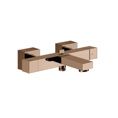Immagine di Gessi RETTANGOLO SHOWER miscelatore termostatico esterno vasca, con deviatore automatico bagno/doccia, finitura copper PVD 20111#030