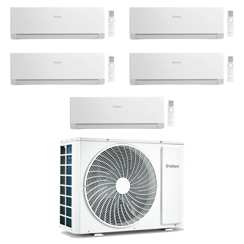 Immagine di Vaillant climaVAIR plus Climatizzatore a parete penta split inverter Wi-Fi bianco | unità esterna R32 12.1 kW unità interne 7000+9000+9000+9000+9000 BTU VAM1-120A5NO+VAIP1-0[20|25|25|25|25]WNI