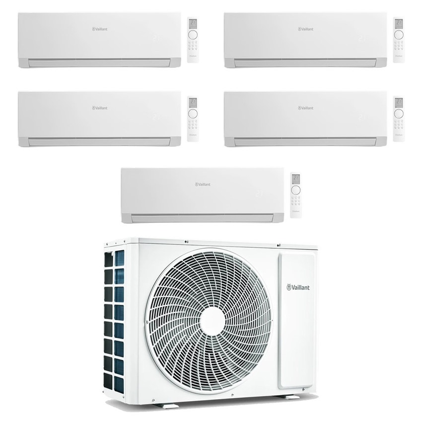 Immagine di Vaillant climaVAIR plus Climatizzatore a parete penta split inverter Wi-Fi bianco | unità esterna R32 12.1 kW unità interne 7000+7000+7000+7000+9000 BTU VAM1-120A5NO+VAIP1-0[20|20|20|20|25]WNI