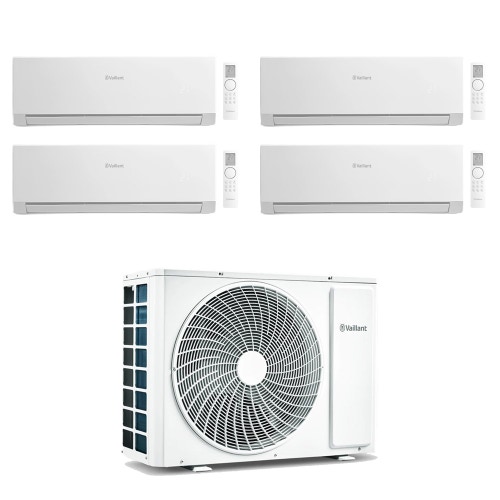 Immagine di Vaillant climaVAIR plus Climatizzatore a parete quadri split inverter Wi-Fi bianco | unità esterna R32 12.1 kW unità interne 7000+9000+9000+9000 BTU VAM1-120A5NO+VAIP1-0[20|25|25|25]WNI