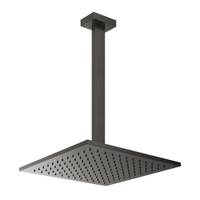 Immagine di Gessi RETTANGOLO SHOWER soffione anticalcare a soffitto, braccio altezza personalizzabile, finitura black metal brushed PVD 15199#707