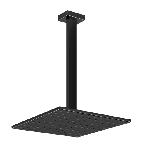 Immagine di Gessi RETTANGOLO SHOWER soffione anticalcare a soffitto, braccio altezza personalizzabile, finitura black metal PVD 15199#706