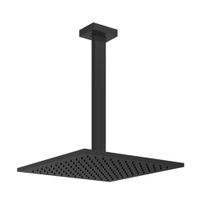 Immagine di Gessi RETTANGOLO SHOWER soffione anticalcare a soffitto, braccio altezza personalizzabile, colore nero finitura opaco 15199#299
