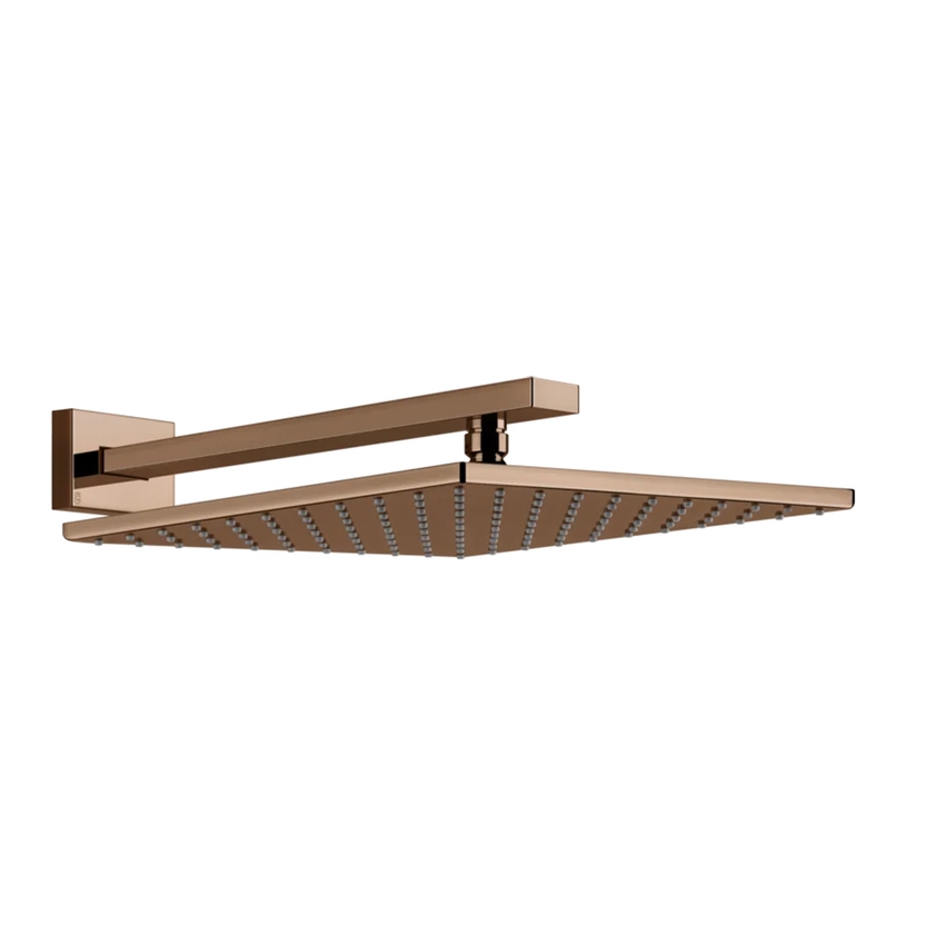 Immagine di Gessi RETTANGOLO SHOWER soffione quadrato 30cm anticalcare a parete orientabile, finitura copper PVD 15185#030