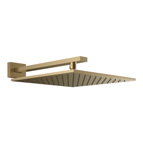 Immagine di Gessi SHOWER soffione quadrato 30cm anticalcare a parete orientabile, finitura warm bronze brushed PVD 15185#726