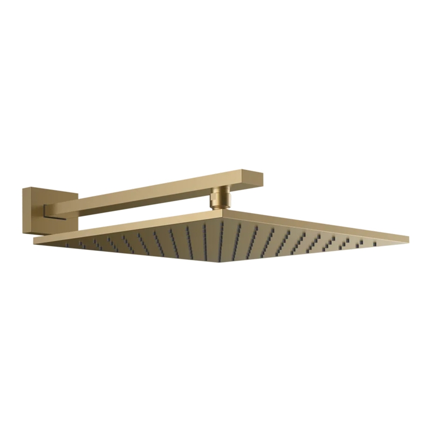 Immagine di Gessi RETTANGOLO SHOWER soffione quadrato 30cm anticalcare a parete orientabile, finitura warm bronze brushed PVD 15185#726