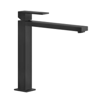 Immagine di Gessi RETTANGOLO miscelatore lavabo H.30 cm, senza scarico, con flessibili di collegamento, colore nero finitura opaco 11924#299