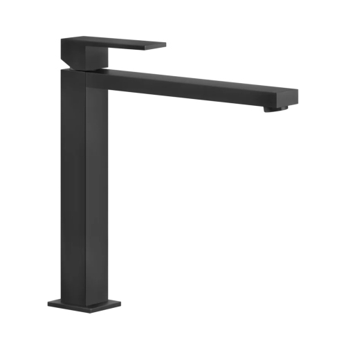 Immagine di Gessi RETTANGOLO miscelatore lavabo H.30 cm, senza scarico, con flessibili di collegamento, colore nero finitura opaco 11924#299