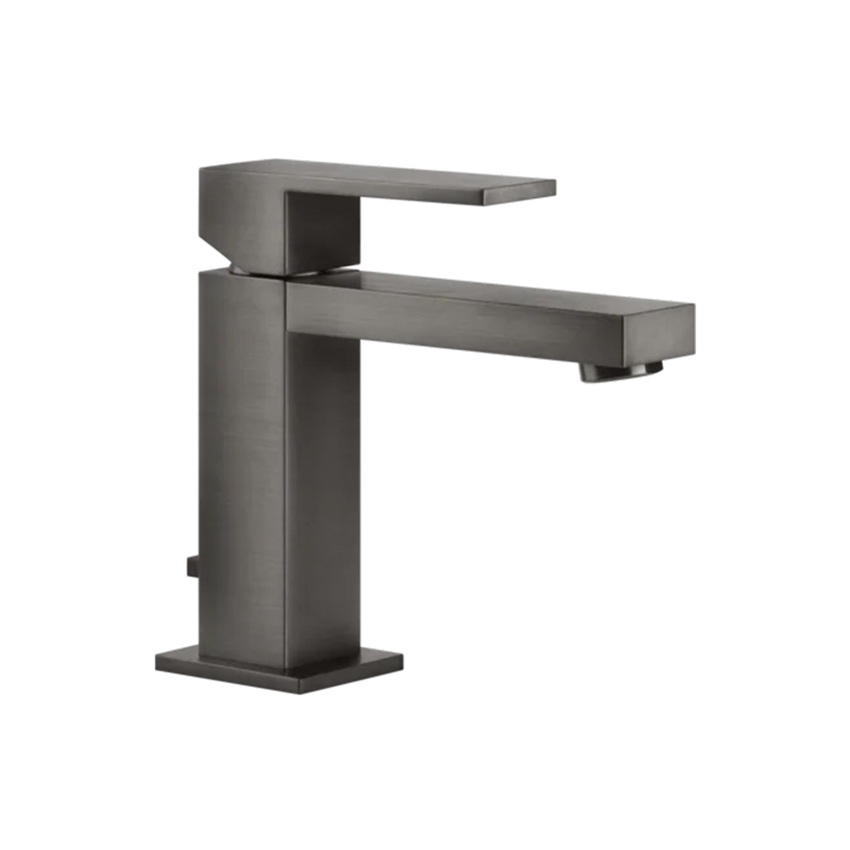 Immagine di Gessi RETTANGOLO miscelatore lavabo H.15 cm, con scarico e flessibili di collegamento, finitura black metal brushed PVD 20001#707