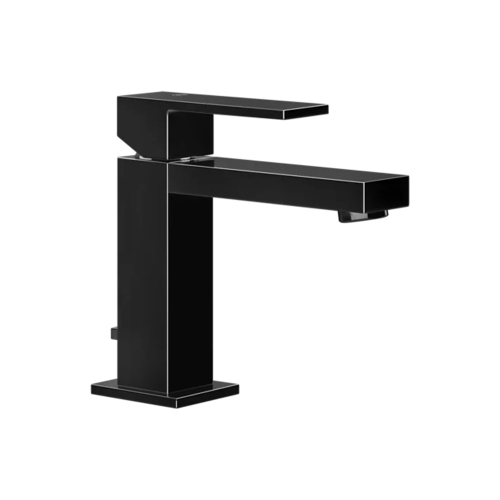 Immagine di Gessi RETTANGOLO miscelatore lavabo H.15 cm, con scarico e flessibili di collegamento, finitura black metal PVD 20001#706