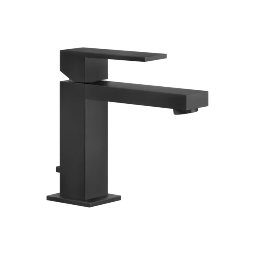 Immagine di Gessi RETTANGOLO miscelatore lavabo H.15 cm, con scarico e flessibili di collegamento, colore nero finitura opaco 20001#299