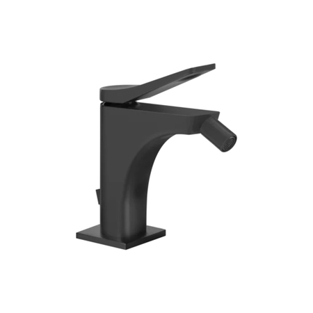 Immagine di Gessi RILIEVO miscelatore monocomando bidet, piletta da 1 1/4" e flessibili di collegamento con attacco da 3/8", finitura nero opaco 59007#299