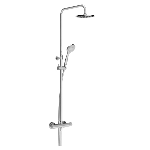 Immagine di Gessi SHOWER miscelatore termostatico a parete con soffione Ø 20 cm, deviatore automatico per bagno/doccia, flessibile 150 cm, saliscendi e doccetta anticalcare, finitura cromo 35173#031